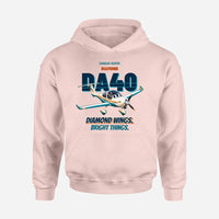 Thumbnail for Diamond DA40 - Diamond wings. Bright things. design on pink hoodie single side