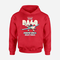 Thumbnail for Diamond DA40 - Diamond wings. Bright things. design on red hoodie single side