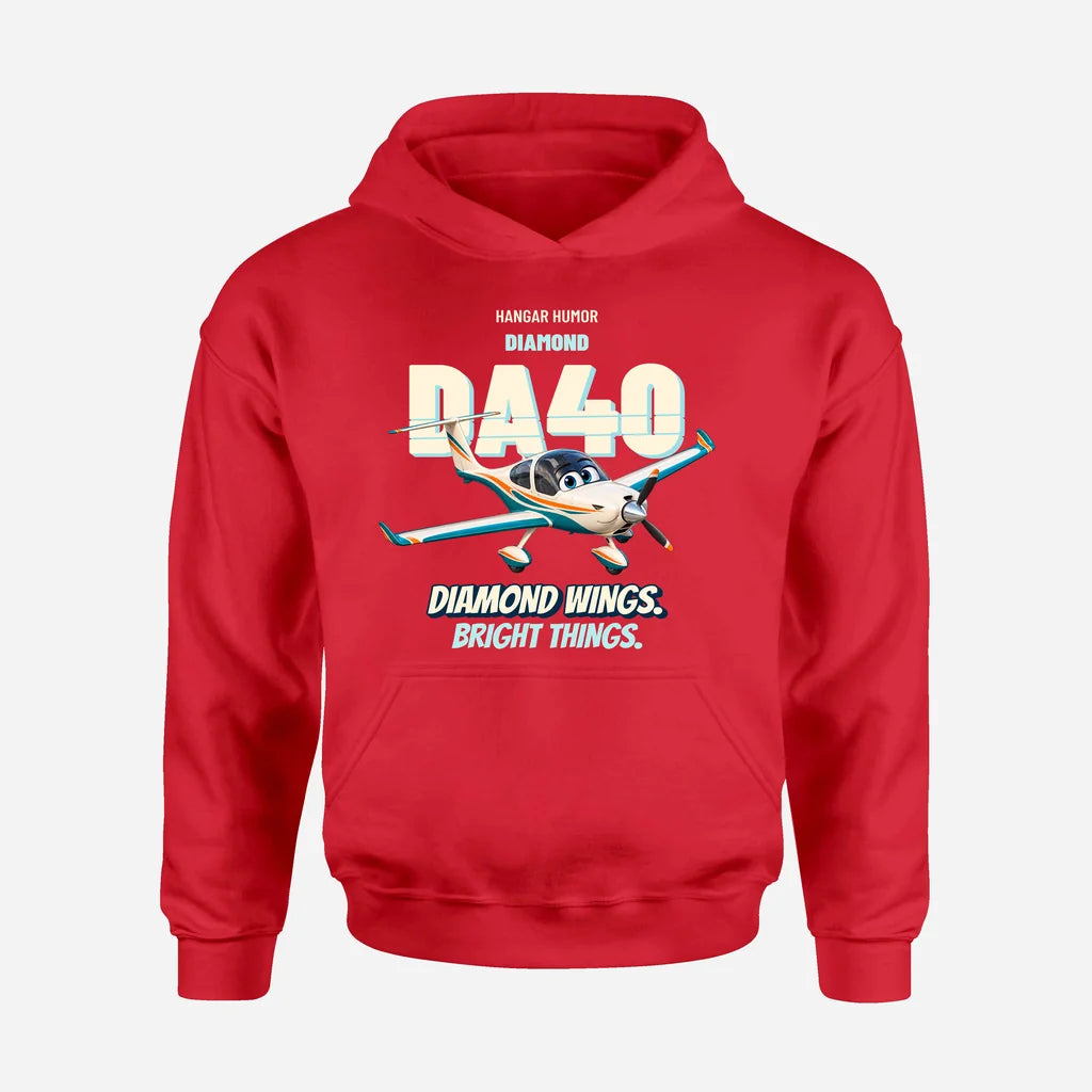 Diamond DA40 - Diamond wings. Bright things. design on red hoodie single side