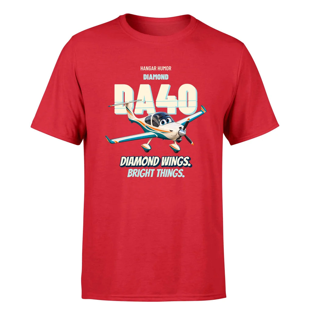 Diamond DA40 - Diamond wings. Bright things. - Premium T-Shirt design on red premium t shirt