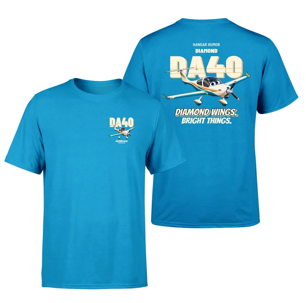 Diamond DA40 - Diamond wings. Bright things. - Double-Side T-Shirt design on turquoise double side t shirt