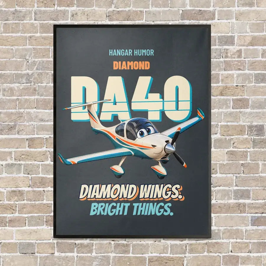Diamond DA40 - Diamond wings. Bright things. vertical canvas print - framed - gray background