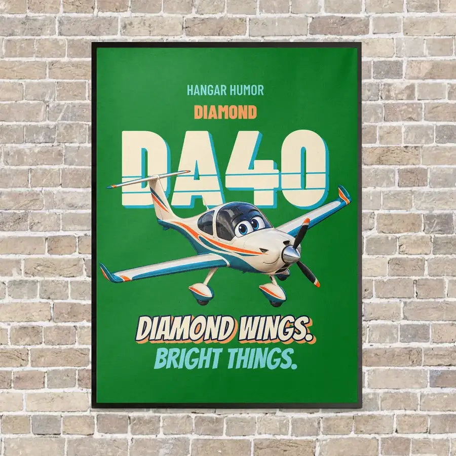 Diamond DA40 - Diamond wings. Bright things. vertical canvas print - framed - green background