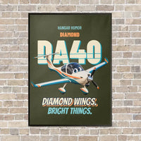 Thumbnail for Diamond DA40 - Diamond wings. Bright things. vertical canvas print - framed - green army background