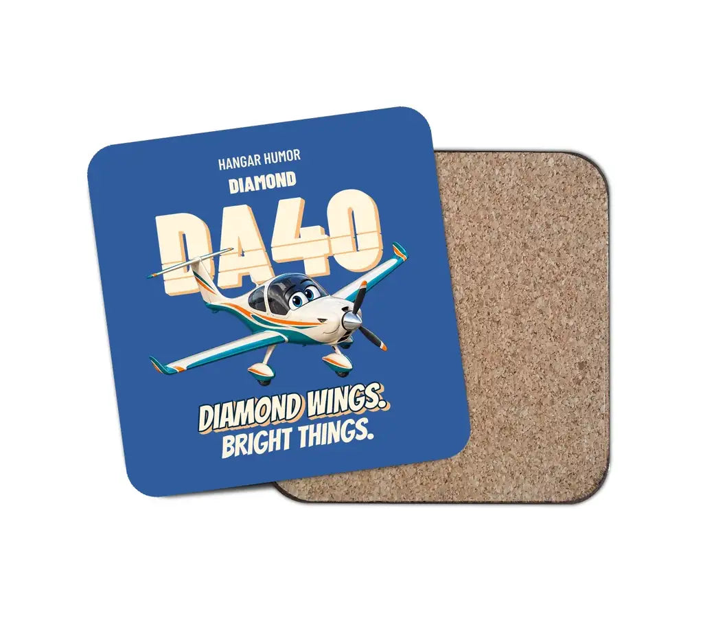 Diamond DA40 - Diamond wings. Bright things. design on blue 1 piece coaster