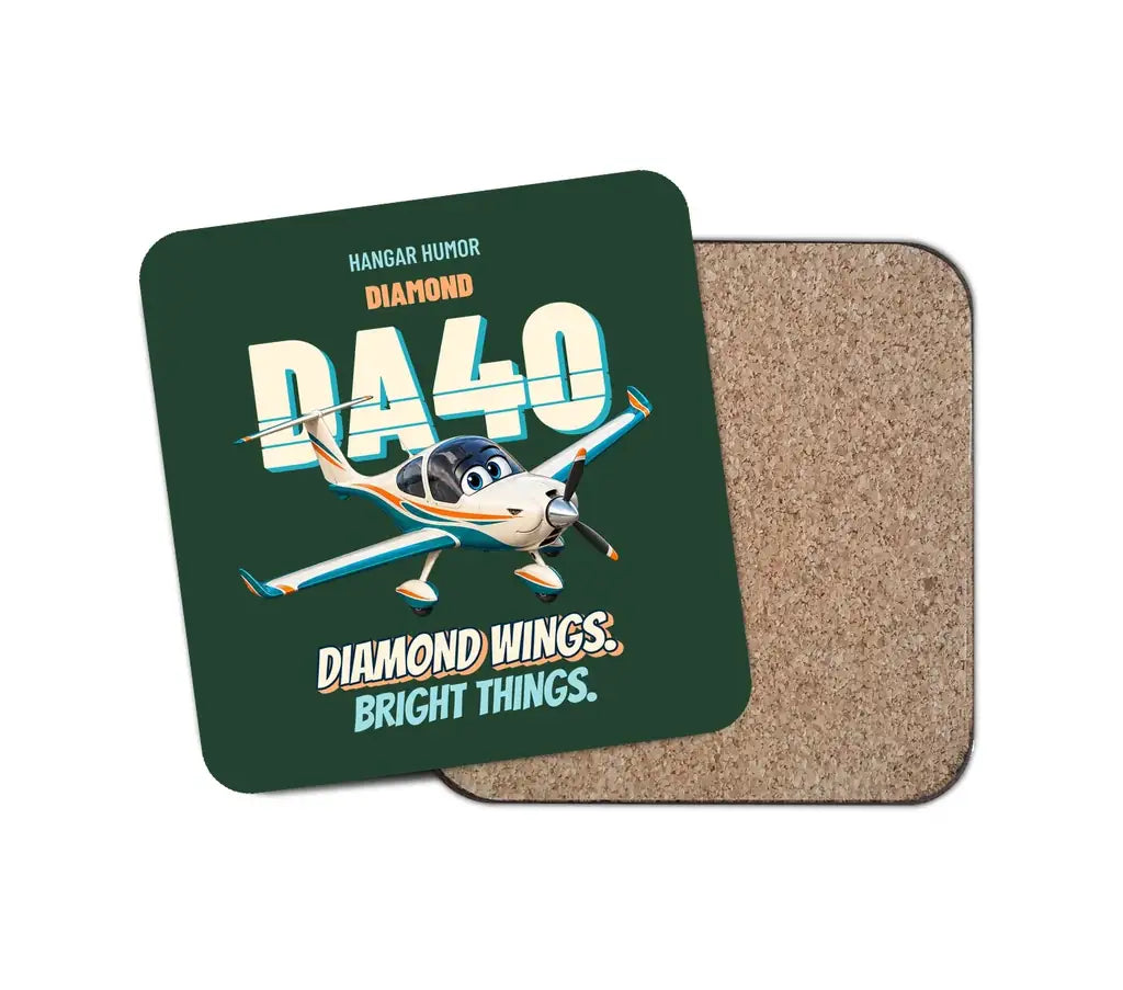 Diamond DA40 - Diamond wings. Bright things. design on dark green 1 piece coaster