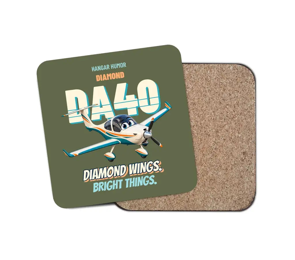 Diamond DA40 - Diamond wings. Bright things. design on green army 1 piece coaster