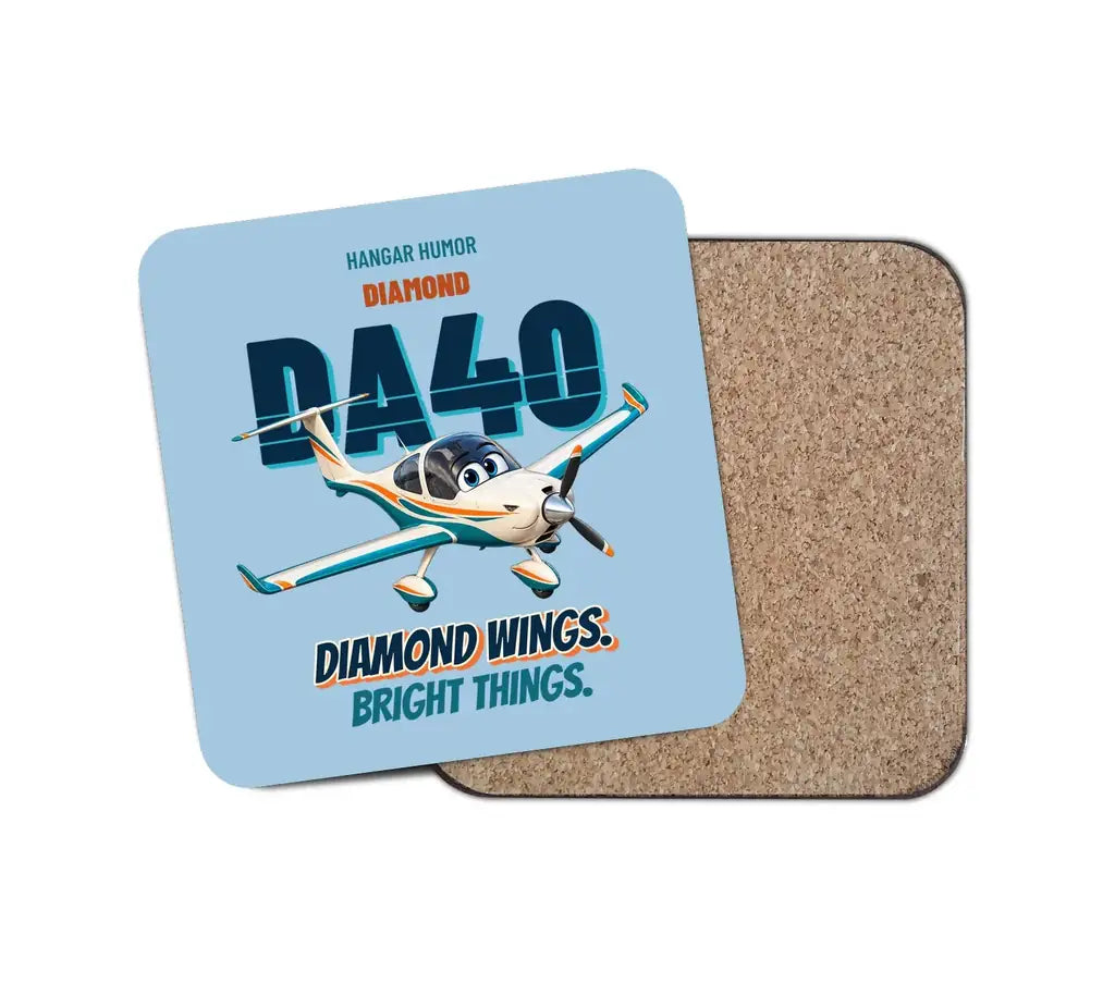 Diamond DA40 - Diamond wings. Bright things. design on light blue 1 piece coaster