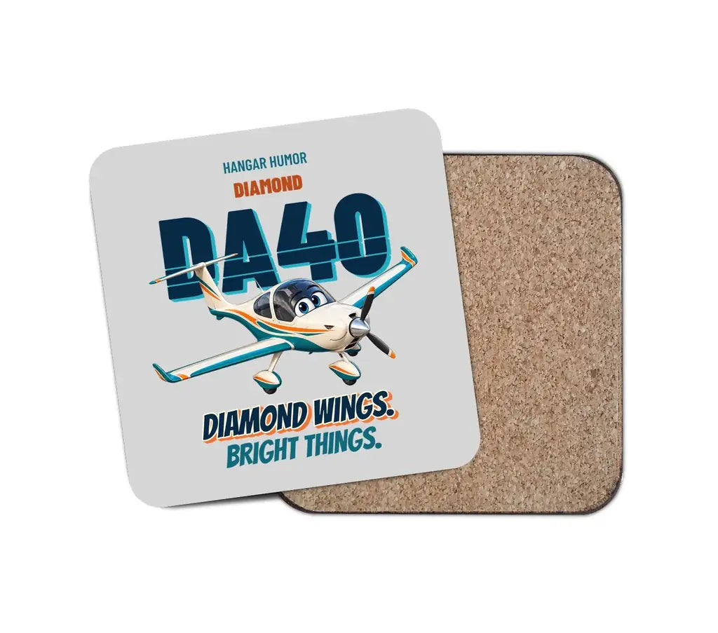 Diamond DA40 - Diamond wings. Bright things. design on light gray 1 piece coaster