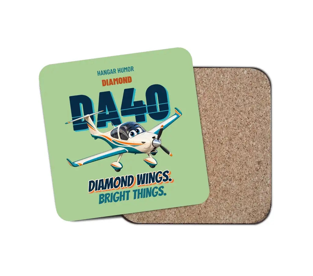 Diamond DA40 - Diamond wings. Bright things. design on light green 1 piece coaster