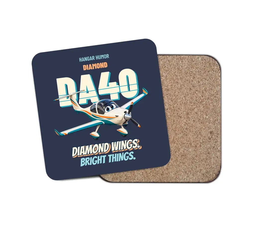 Diamond DA40 - Diamond wings. Bright things. design on navy blue 1 piece coaster