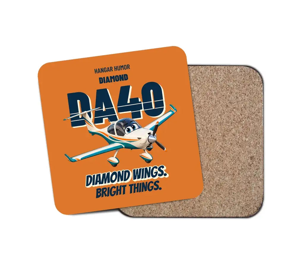 Diamond DA40 - Diamond wings. Bright things. design on orange 1 piece coaster