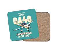 Thumbnail for Diamond DA40 - Diamond wings. Bright things. design on turquoise 1 piece coaster