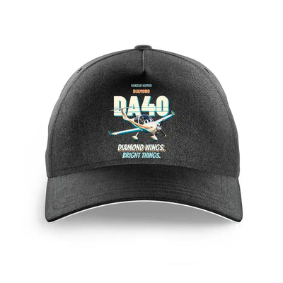 Diamond DA40 - Diamond wings. Bright things. design on black printed hat