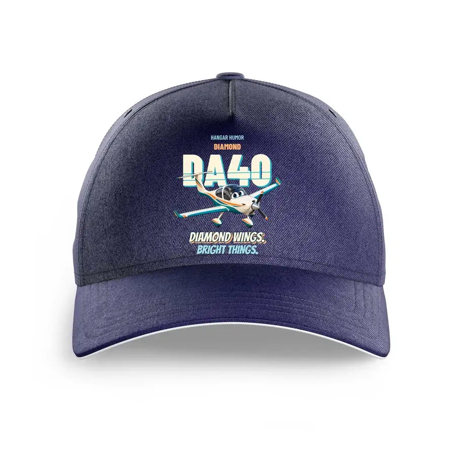 Diamond DA40 - Diamond wings. Bright things. design on dark blue printed hat