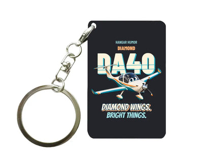 Diamond DA40 - Diamond wings. Bright things. design on black key chain
