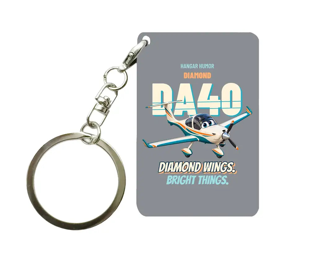 Diamond DA40 - Diamond wings. Bright things. design on gray key chain
