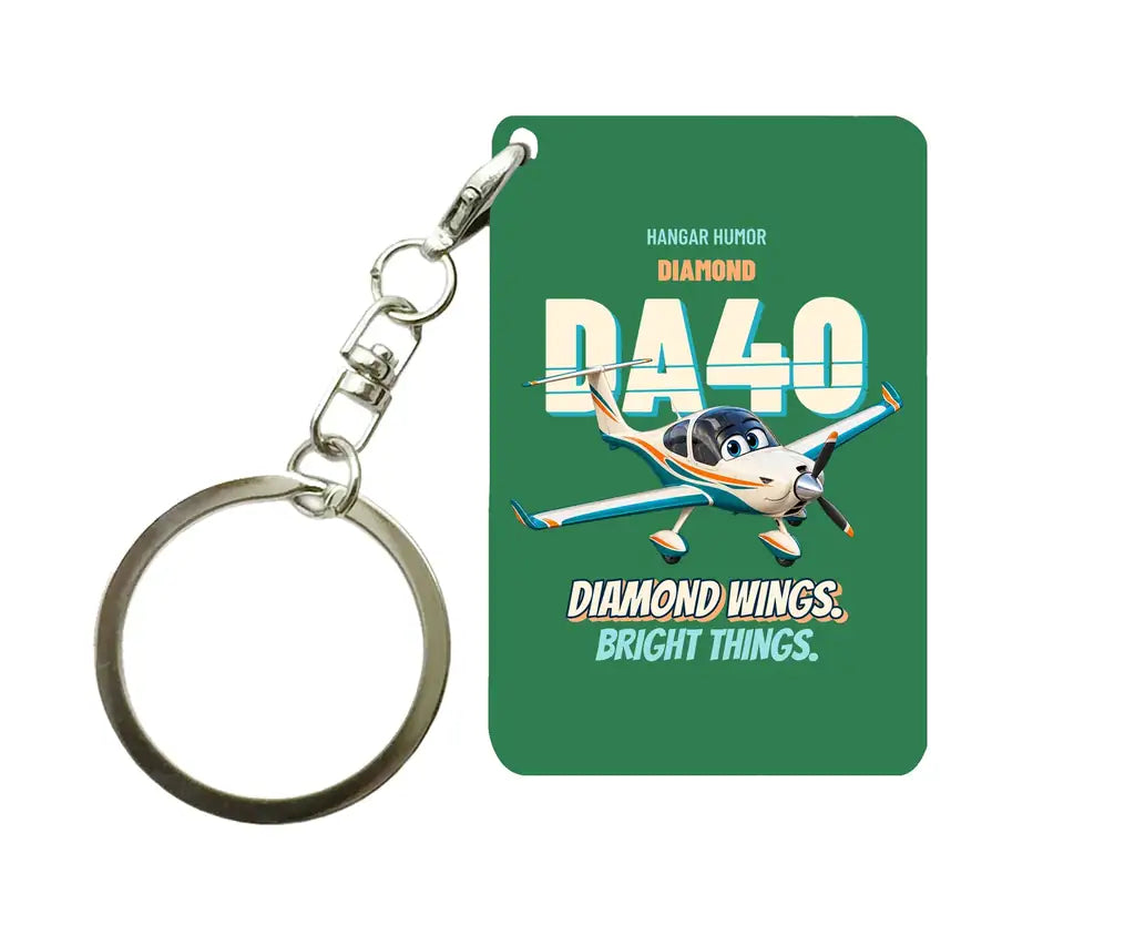 Diamond DA40 - Diamond wings. Bright things. design on green key chain