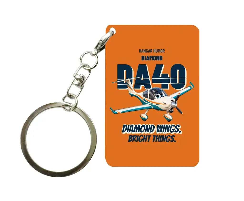 Diamond DA40 - Diamond wings. Bright things. design on orange key chain