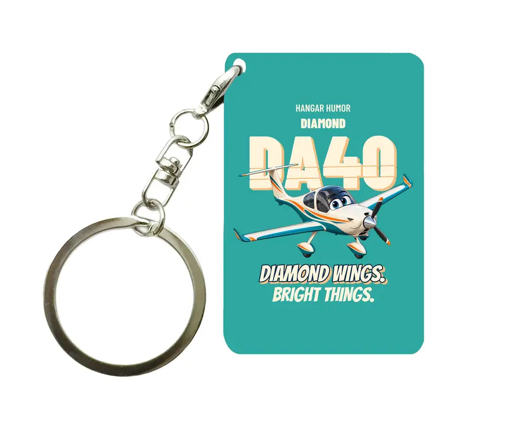 Diamond DA40 - Diamond wings. Bright things. design on turquoise key chain