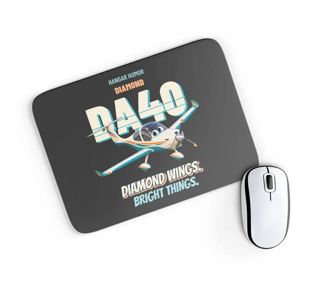 Diamond DA40 - Diamond wings. Bright things. design on black rectangle mouse pad