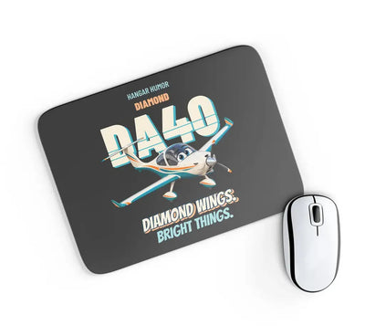 Diamond DA40 - Diamond wings. Bright things. design on black rectangle mouse pad