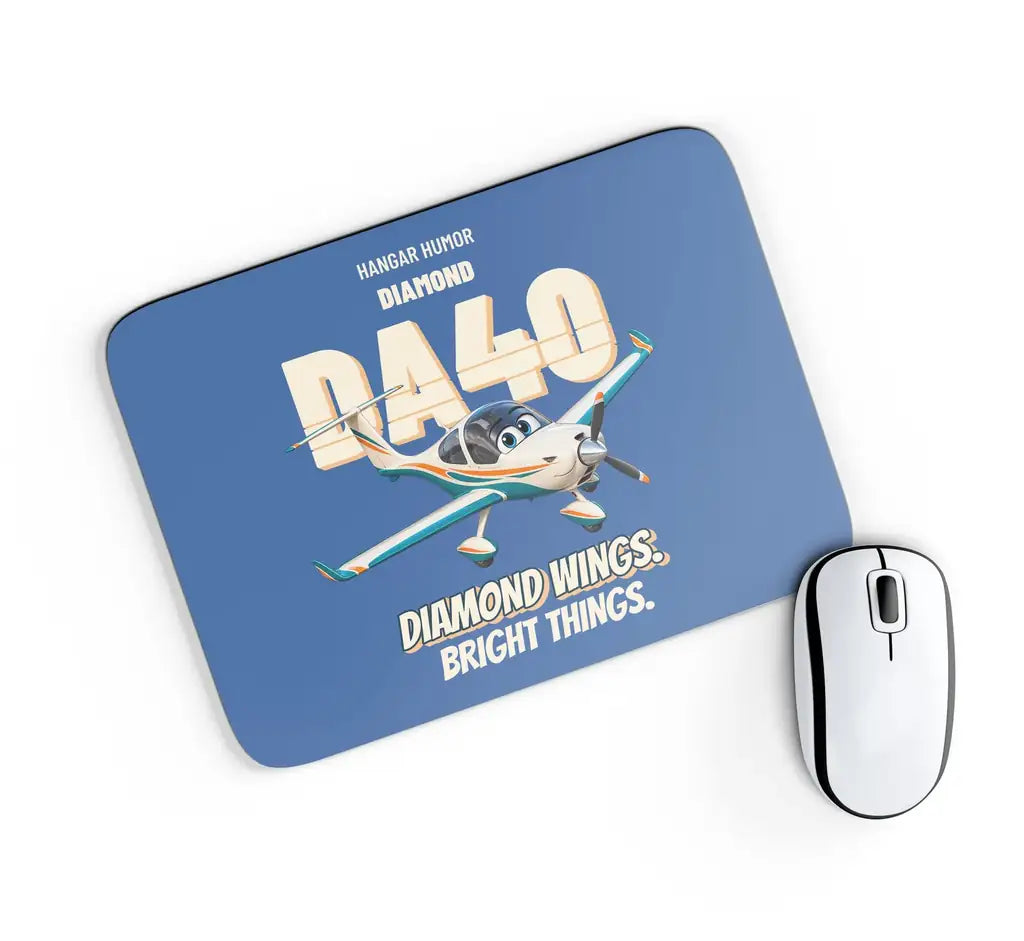Diamond DA40 - Diamond wings. Bright things. design on blue rectangle mouse pad