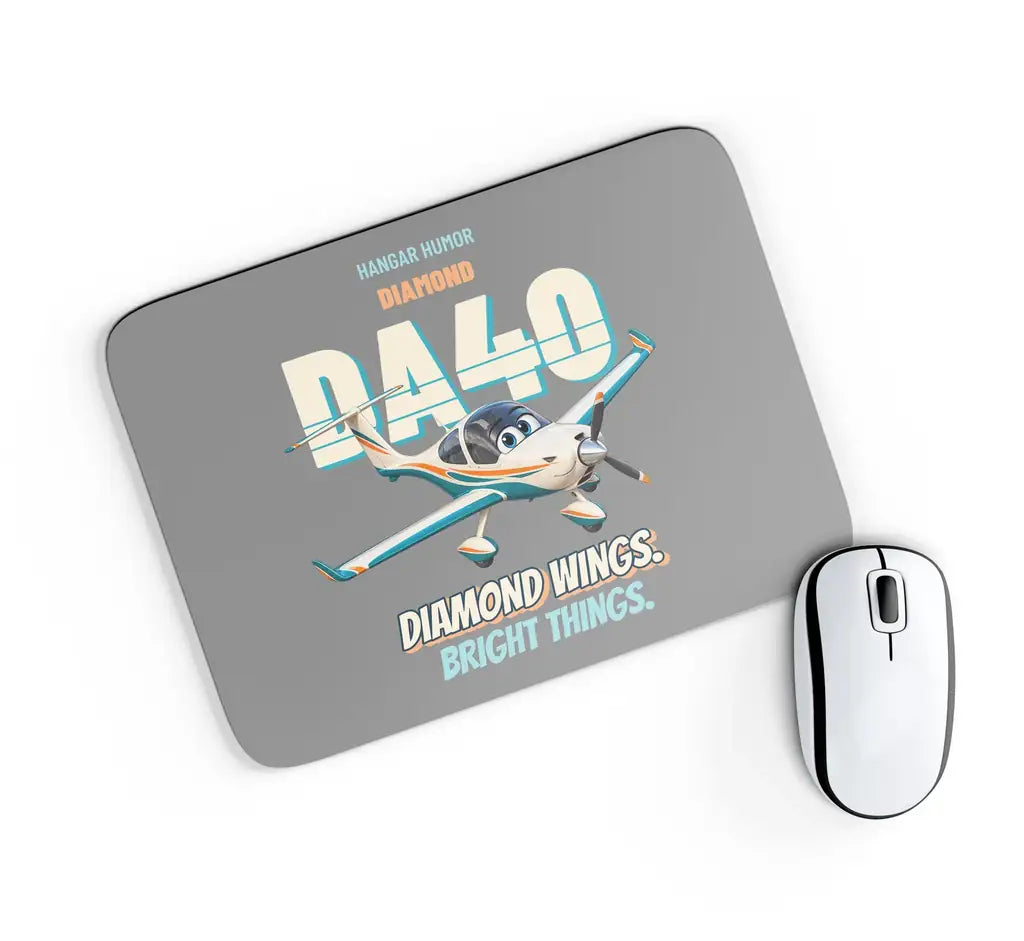 Diamond DA40 - Diamond wings. Bright things. design on gray rectangle mouse pad