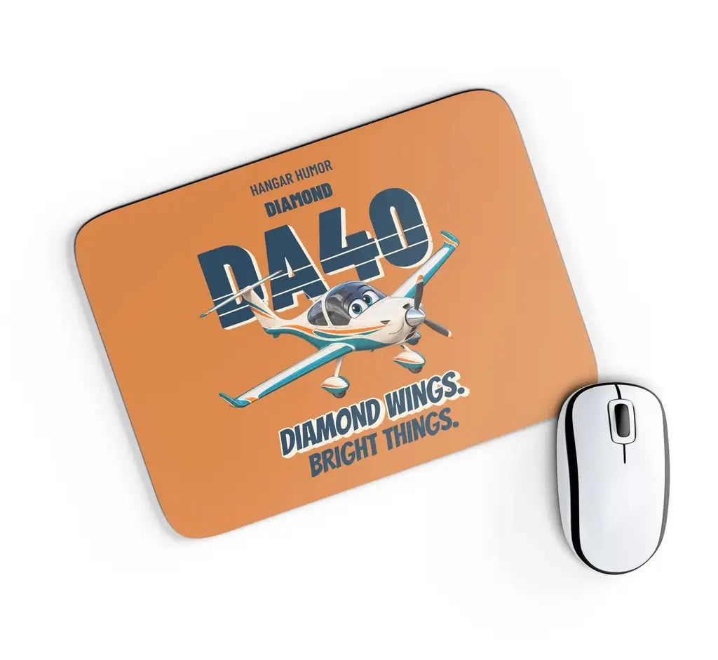Diamond DA40 - Diamond wings. Bright things. design on orange rectangle mouse pad