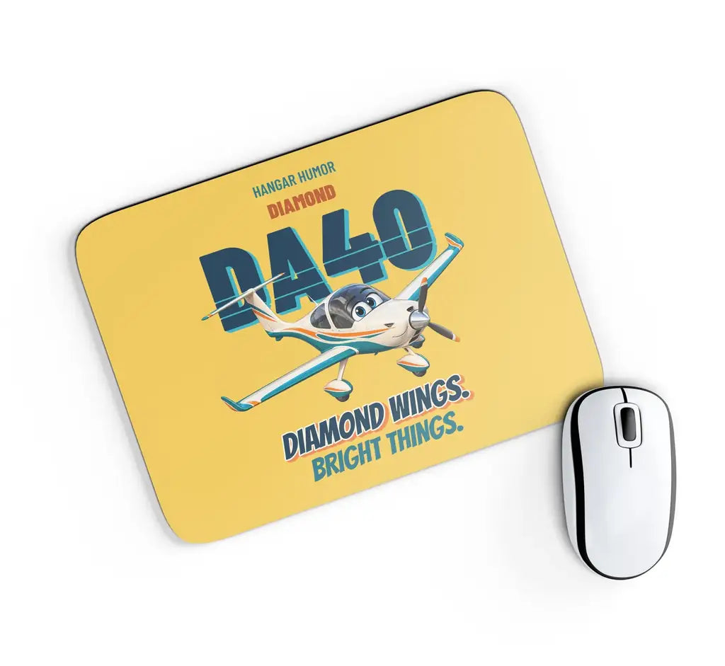 Diamond DA40 - Diamond wings. Bright things. design on yellow rectangle mouse pad
