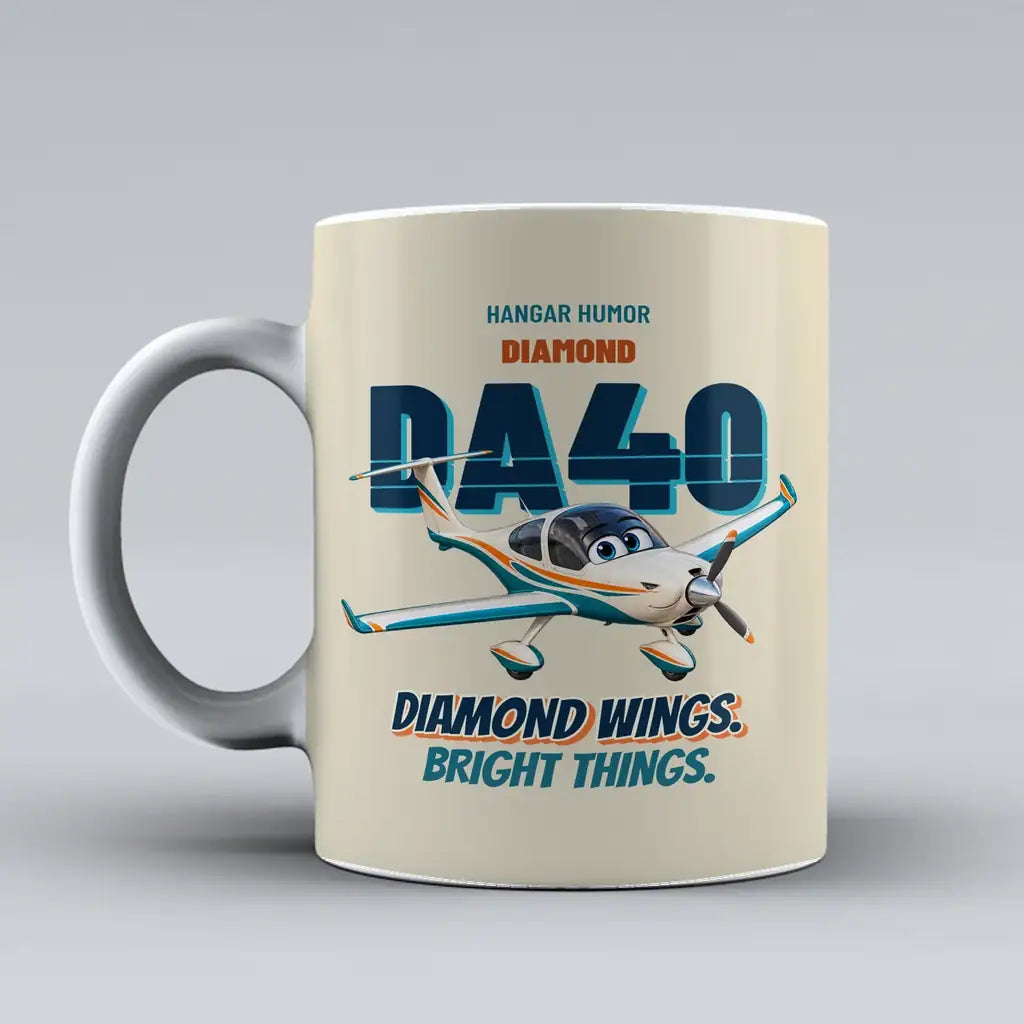 Diamond DA40 - Diamond wings. Bright things. design on beige ceramic mug