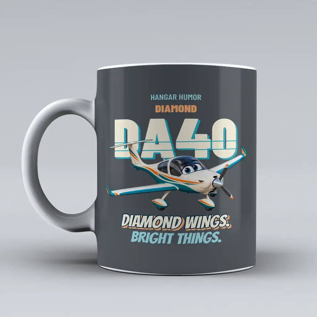 Diamond DA40 - Diamond wings. Bright things. design on gray ceramic mug