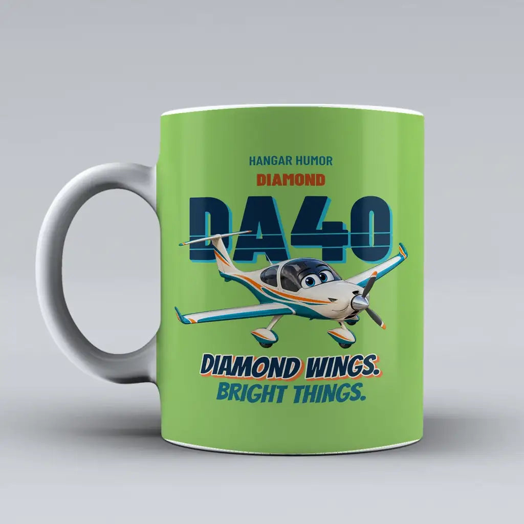 Diamond DA40 - Diamond wings. Bright things. design on light green ceramic mug