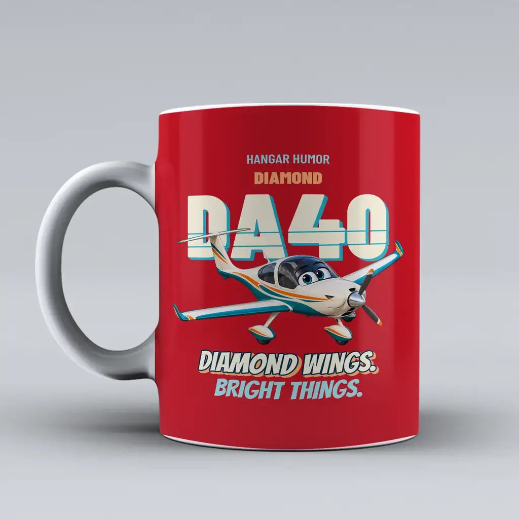 Diamond DA40 - Diamond wings. Bright things. design on red ceramic mug