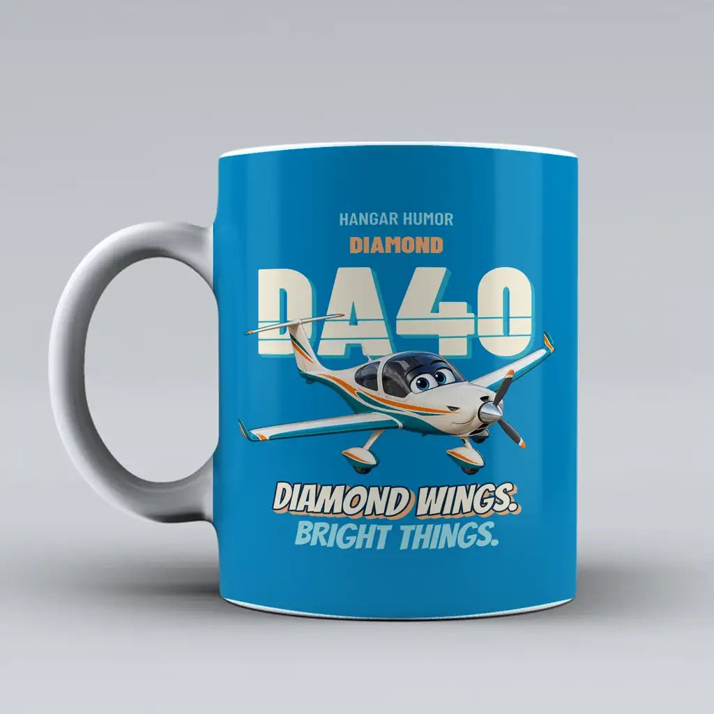 Diamond DA40 - Diamond wings. Bright things. design on turquoise ceramic mug