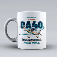 Thumbnail for Diamond DA40 - Diamond wings. Bright things. design on white ceramic mug