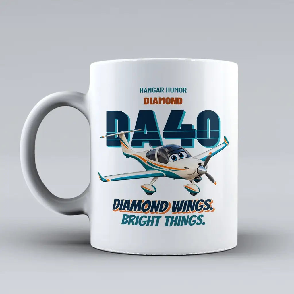 Diamond DA40 - Diamond wings. Bright things. design on white ceramic mug