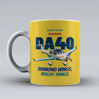 Thumbnail for Diamond DA40 - Diamond wings. Bright things. design on yellow ceramic mug