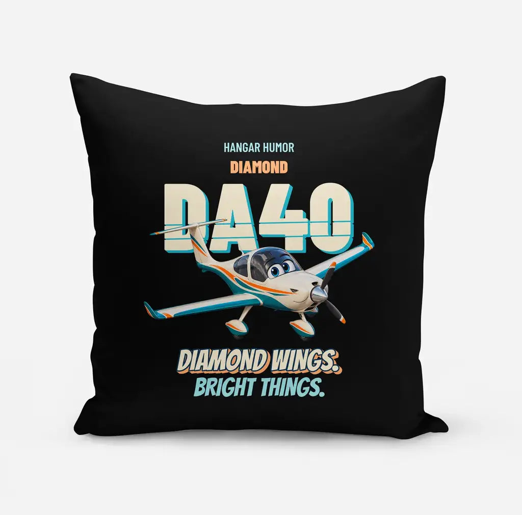 Diamond DA40 - Diamond wings. Bright things. design on black pillow