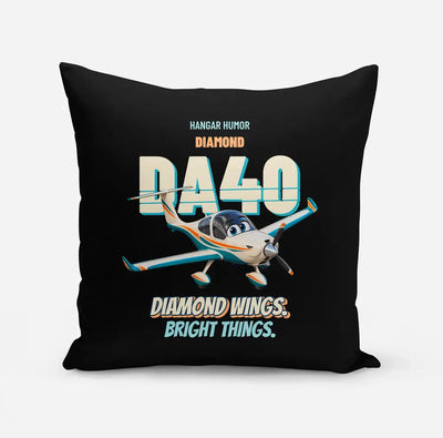 Diamond DA40 - Diamond wings. Bright things. design on black pillow