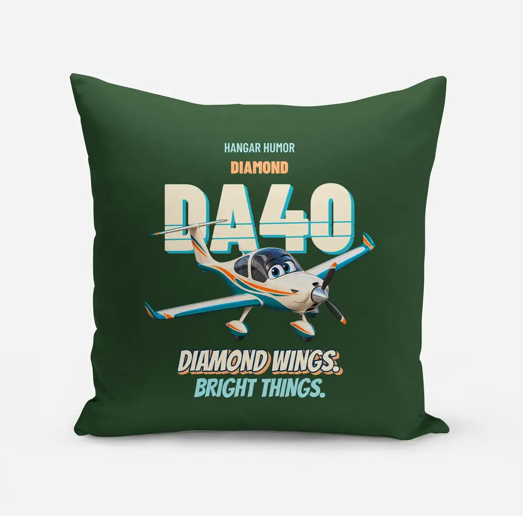 Diamond DA40 - Diamond wings. Bright things. design on dark green pillow