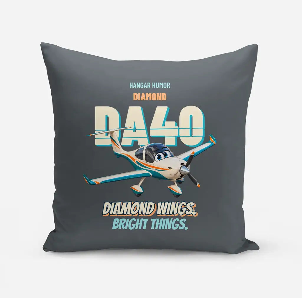 Diamond DA40 - Diamond wings. Bright things. design on gray pillow