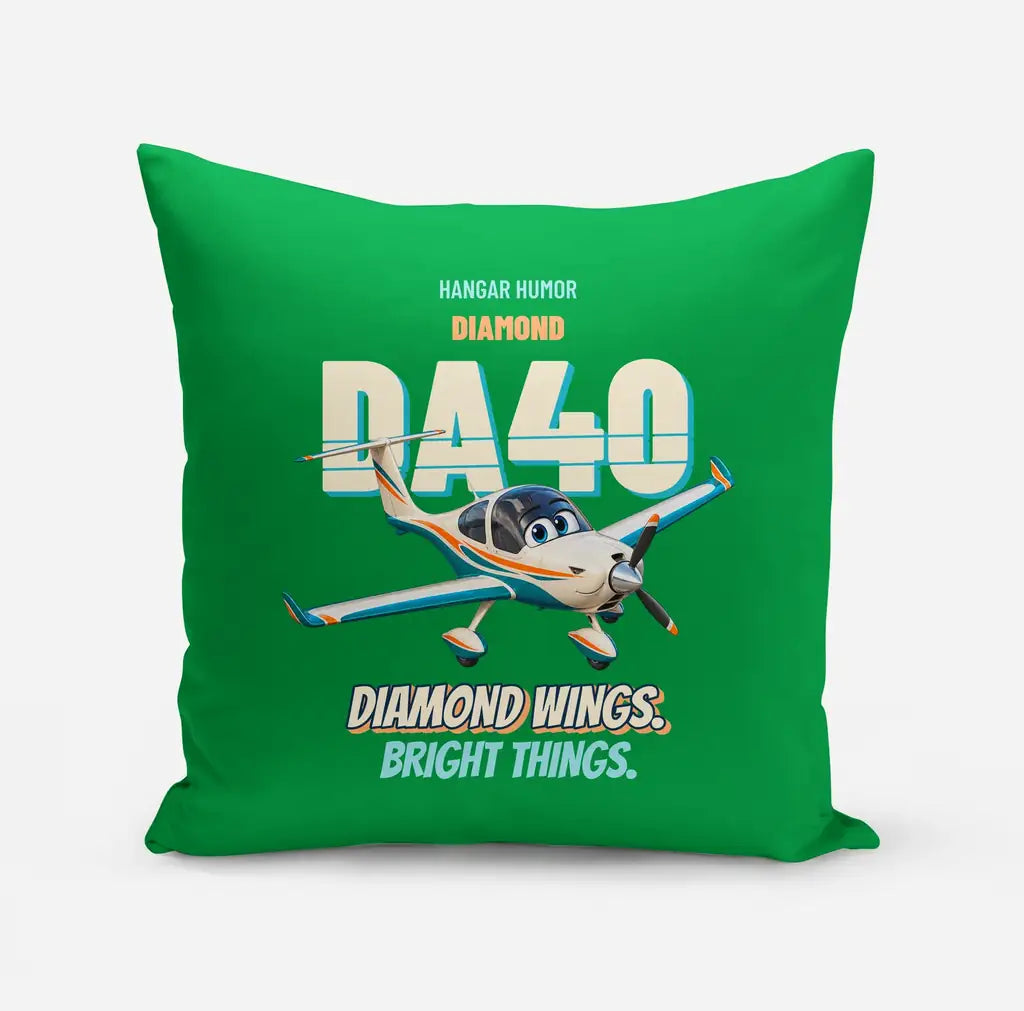 Diamond DA40 - Diamond wings. Bright things. design on green pillow