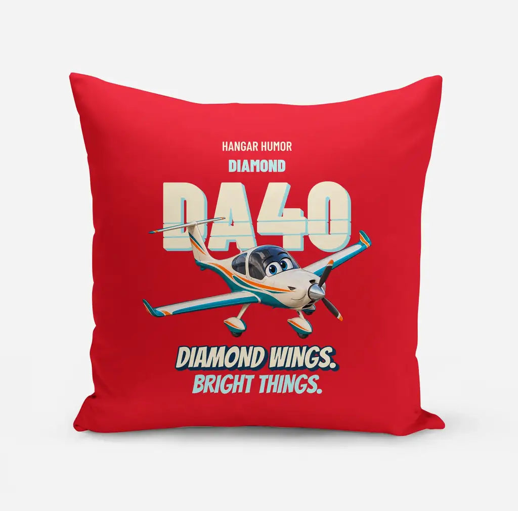Diamond DA40 - Diamond wings. Bright things. design on red pillow