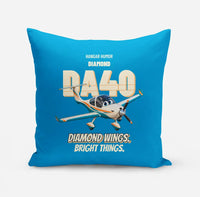 Thumbnail for Diamond DA40 - Diamond wings. Bright things. design on turquoise pillow
