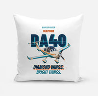 Thumbnail for Diamond DA40 - Diamond wings. Bright things. design on white pillow