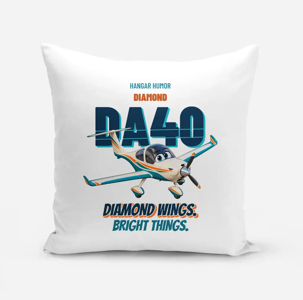 Diamond DA40 - Diamond wings. Bright things. design on white pillow