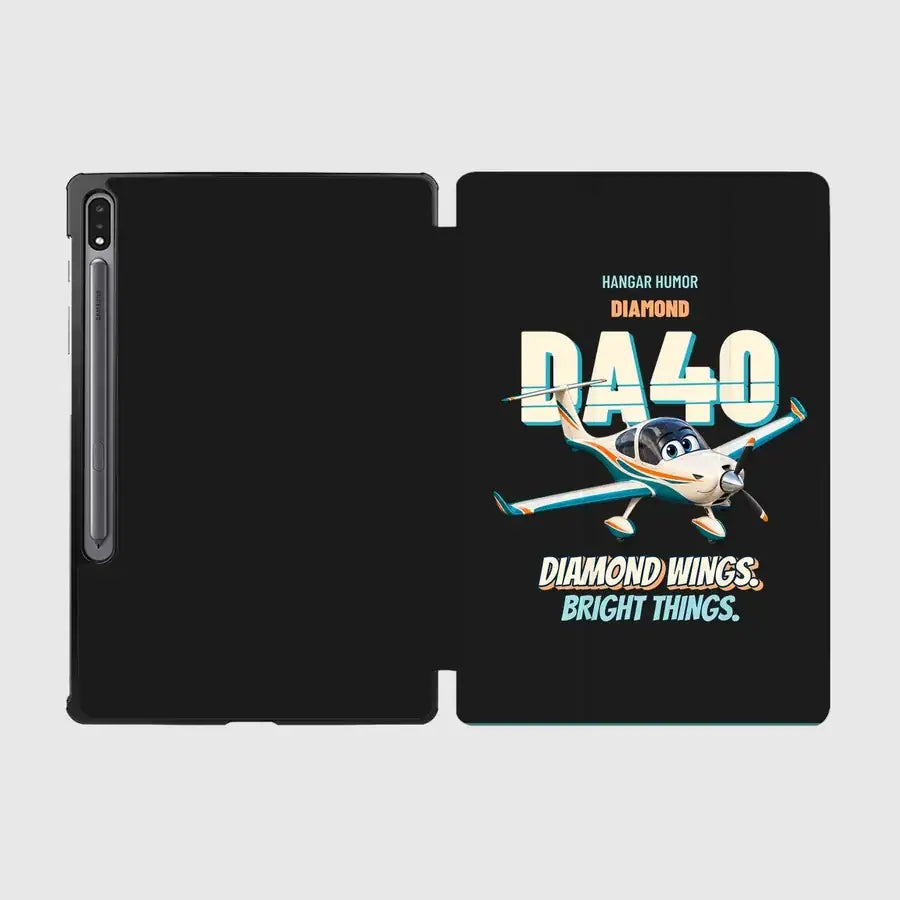 Diamond DA40 - Diamond wings. Bright things. design on black samsung tablet tablet case