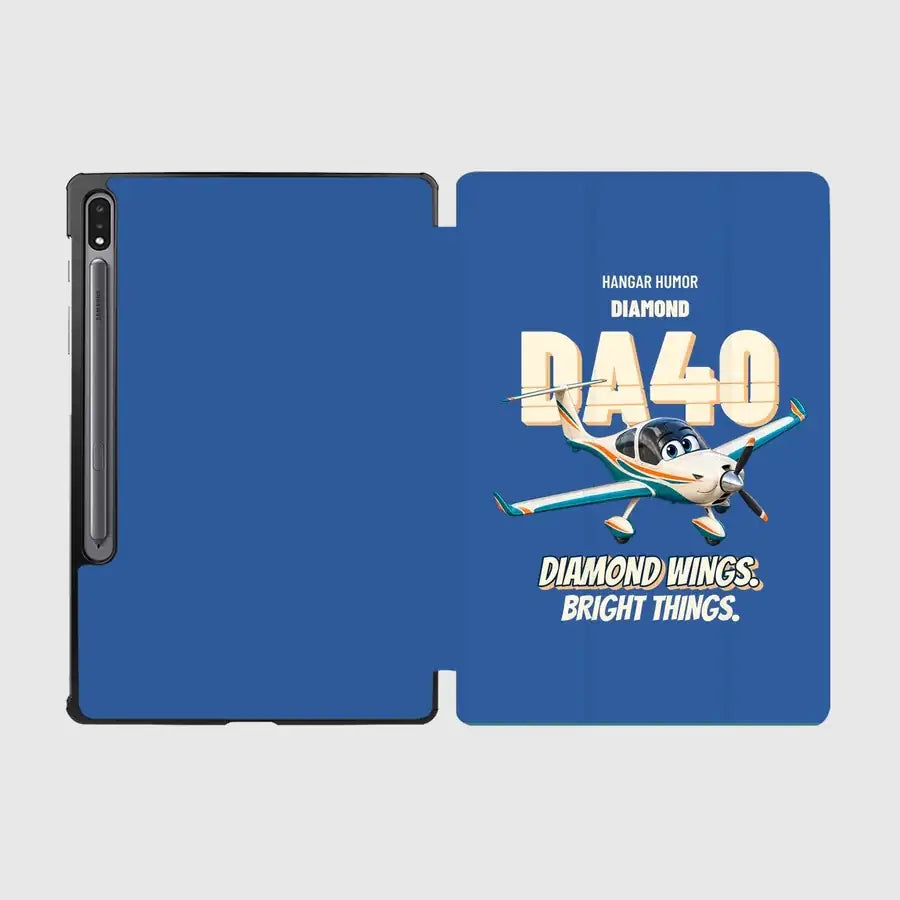 Diamond DA40 - Diamond wings. Bright things. design on blue samsung tablet tablet case