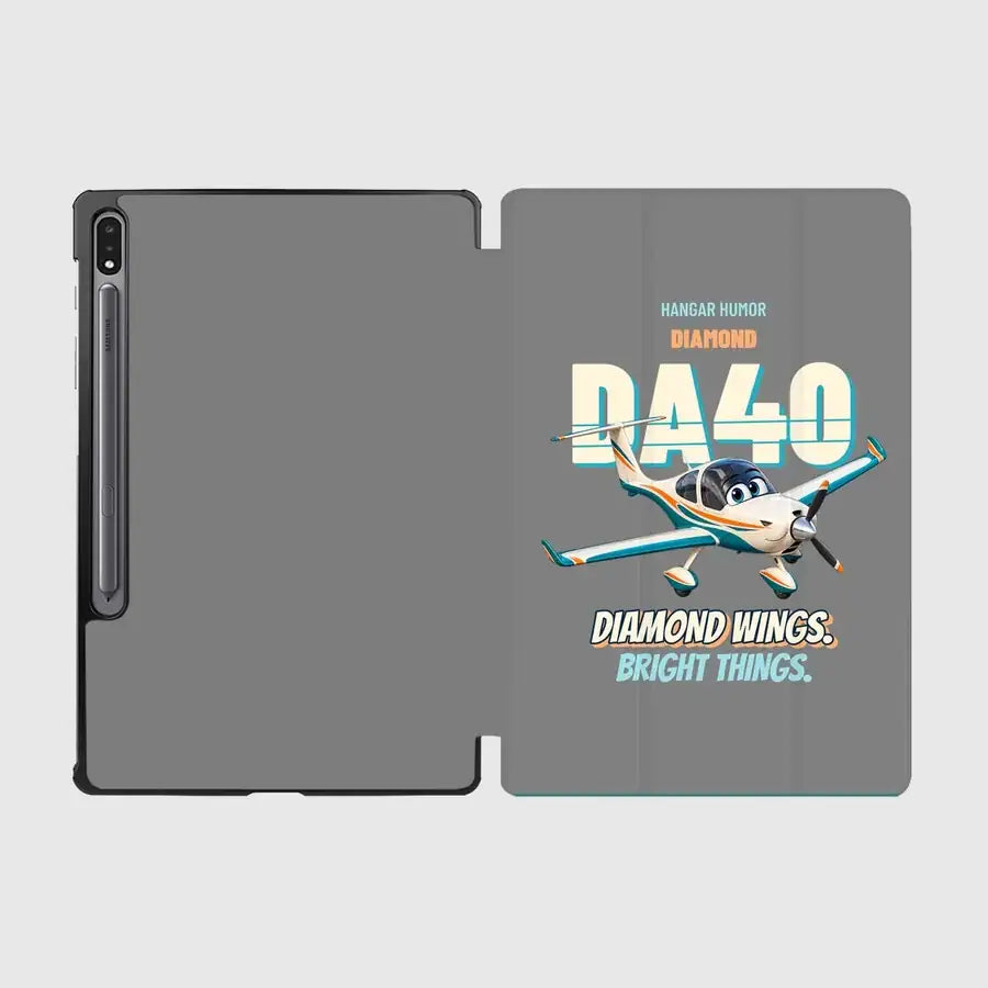 Diamond DA40 - Diamond wings. Bright things. design on gray samsung tablet tablet case